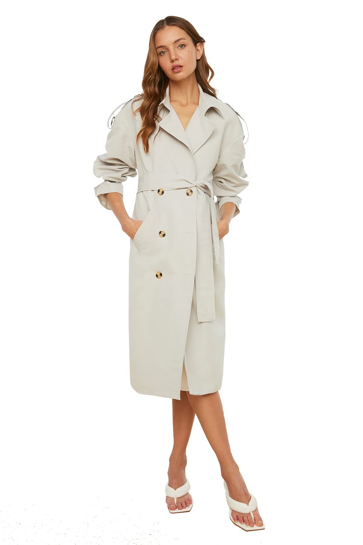 Trendyol FeMan Oversize Double-breasted Woven Trench Coat