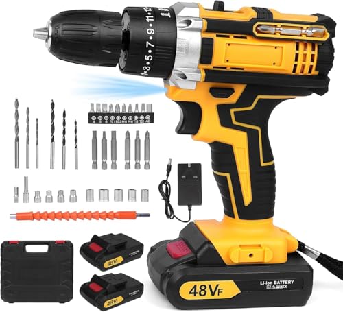 Image of 21V Cordless Drill Machine with Double Lithium Battery | 29 Pcs Power Tool Kit with Drill Bits & Accessories | Rechargeable Electric Drill Driver for Home DIY Repair & Maintenance
