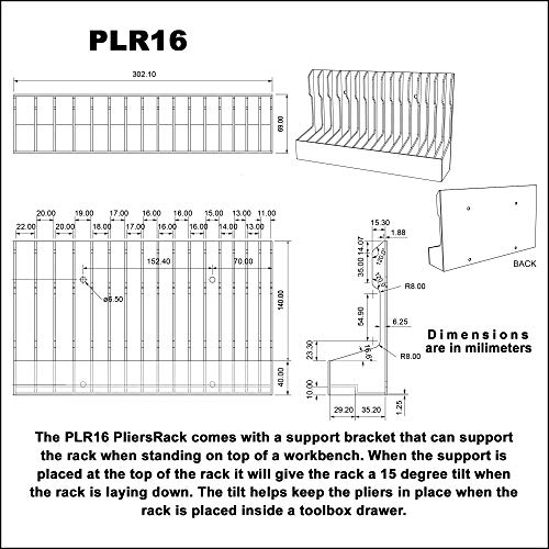 Plyworx Plr16 Pliersrack Red, For Standard & Smaller Size Pliers. Mounts On A Pegboard, Fits In Your Toolbox Drawer Or On Top Of Your Workbench. Special Tilt Feature. #TOP7