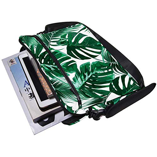 Maletín portátil 14 a 15 pulgadas antigolpes impermeable bolso bandolera hojas palma verde 5