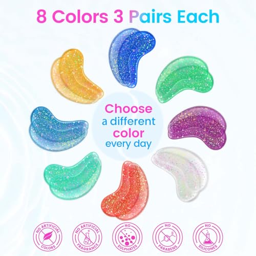 Image of Onespring Eye Masks (8 Pairs) - Travel Essentials - Under Eye Patches for Dark Circles, Puffiness, Fine Lines with Collagen, Revitalises and Refreshes Your Skin, Bridesmaid Gift for Her