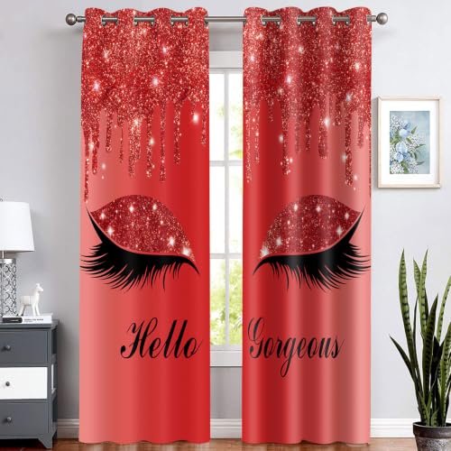 Hello Gorgeous Curtains, Red Blackout Curtains, 42x90inches, 2 Panels