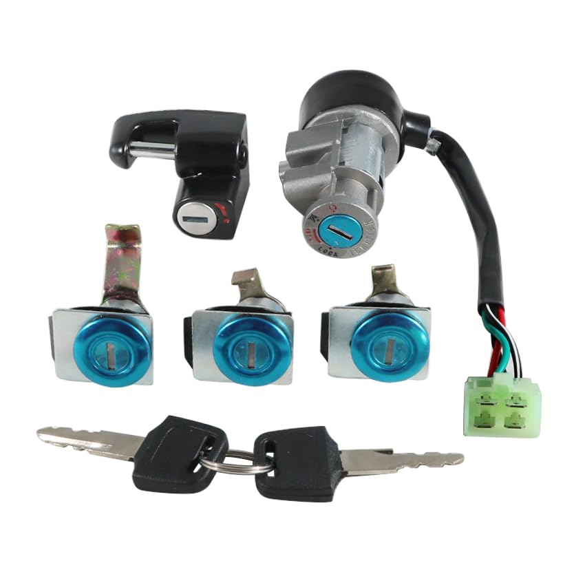 Ignition Switch Fuel Gas Cap Seat Lock Keys Replacement Kit for Honda 35010-KS4-711, for Honda CN250 Helix 1986-2007
