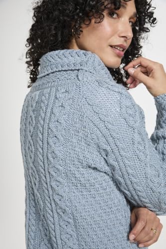 Image of Carraig Donn - Ladies - 100% Soft Merino Wool - Cable Knit Sweeter Vented Roll Neck Irish Jumper
