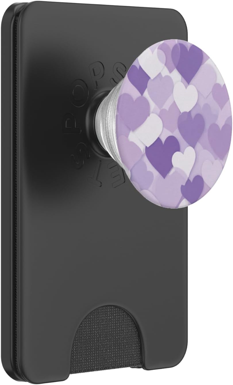 Lavender Hearts PopSockets PopWallet for MagSafe