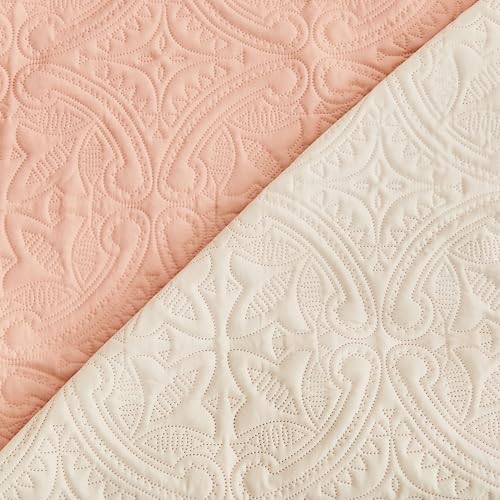 Image of Great Bay Home Reversible Sofa Cover - Washable Slipcover Furniture Protector with Elastic Straps - Perfect for Kids & Pets - Quilted & Stitched Detail (Dusty Rose /Taupe)