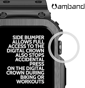 amBand Bands Case Compatible with Apple Watch 45mm, Moving Fortress Rugged Metal Bumper Men Tactical TPU Military Strap Protective Cover Accessories ...