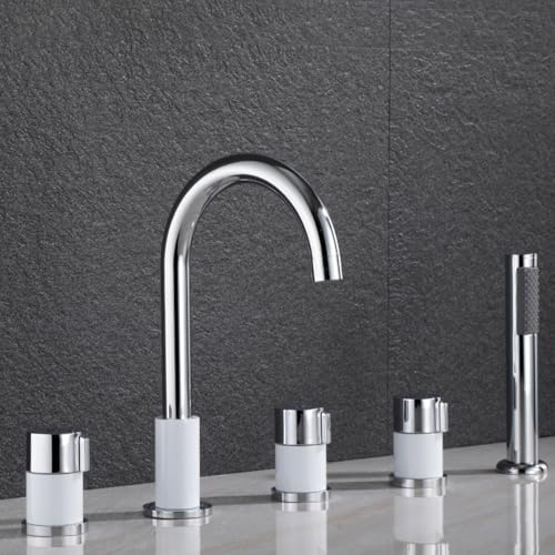 Mitigeur de baignoire-douche 5 trous avec robinet pivotant 360 et double levier