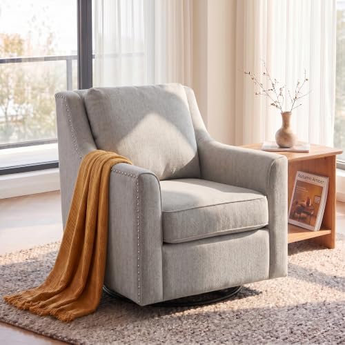 Image of 360 Swivel Recliner Chair, Oversized Single Lounge Sofa, Gray