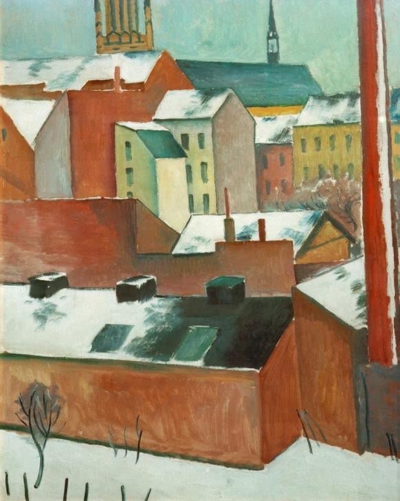 Peinture Poster Impression pour salon design de la Marienkirche de Bonn sous la neige 60x90cm
