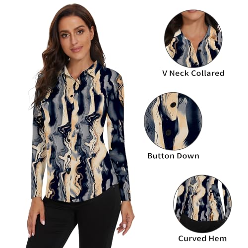 Image of Soneven Womens Golf Polo Shirts 3 /4 Long Sleeve V Neck Button Down Shirts Business Causal Work Blouses Tops