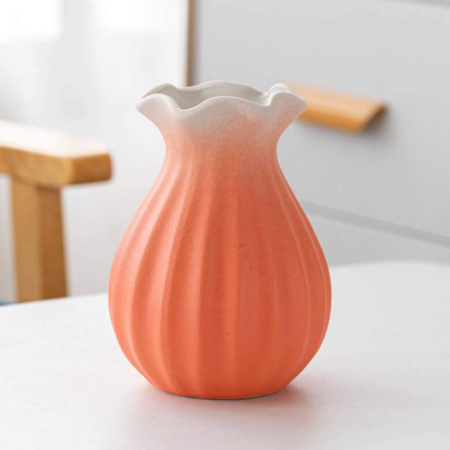 茶色 陶器 円筒形 花瓶 pocchione_gg235245