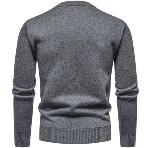 Men Winter Thick Knit Pullovers Solid Color Geometric Fashion Slim Fit Knitted Sweaters3