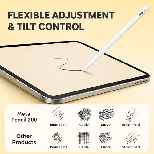 Image of ANT META Pencil 200 Active Stylus Pen for iPad, Android Tablets & Smartphones, 1.5mm Precision POM Tip, Type-C Fast Charging, Magnetic Design, 8-10 Hours Battery for Writing & Drawing, White
