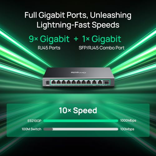 Image of TP-Link Omada 8 Port Gigabit Easy Managed, PoE Switch, 63W Budget, PoE+ Compliant, Up to 250m PoE Distance, Auto Recovery, VLAN, Auto Loop Prevention, Fanless, Managed by Omada(ES210GP)