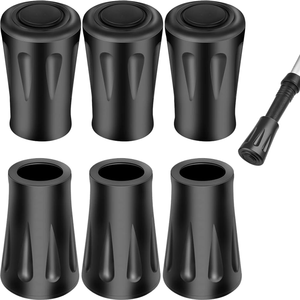 TecoKart ® 7 Pcs Trekking Stick Base for Hiking Rubber Replacement Cane Tips fit Most Walking Trekking Skiing Poles and Hiking Walking Sticks and Feature Shock Absorption, Grip and Traction Protection
