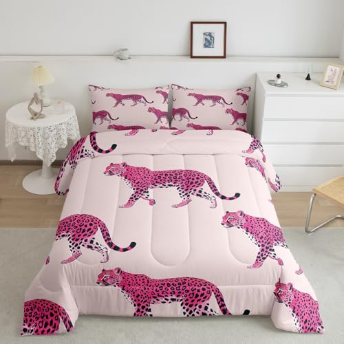 Housse de couette léopard rose Manfei parure de lit douce pour peau sensible - 2