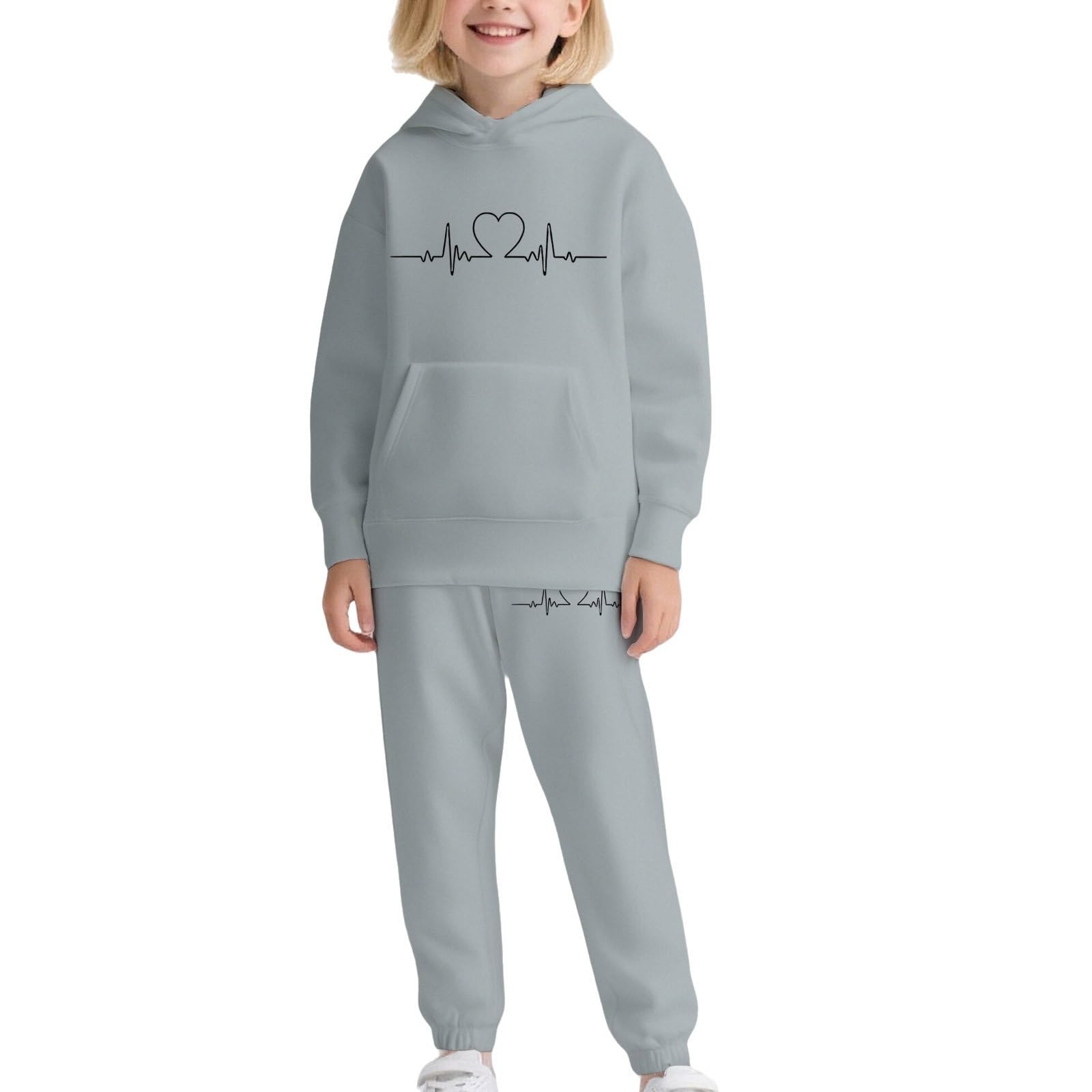 Mädchen Trainingsanzug Herz Hoodie Jogger 2-teiliges Set