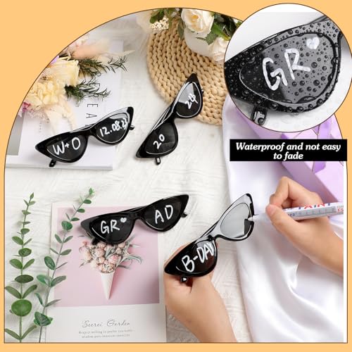 Flutesan 12 Pcs Wedding Personalised Sunglasses Bulk Custom Cat Eye Sunglasses with 4 Paint Pens for DIY Custom Party Favors3