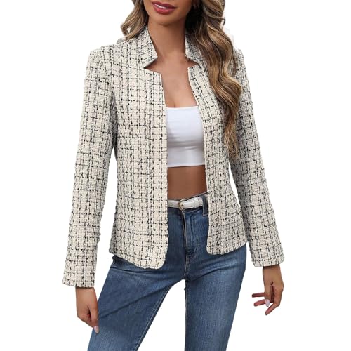 Blazer court pour femme ajusté et élégant veste chic à motif pied-de-poule