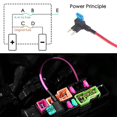 Qiorange 12v Car Add-a-circuit Fuse TAP Adapter Mini ATM APM Blade Fuse Holder Pack of 5 - Thumbnail 3