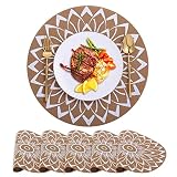 tischsets pvc schaum ❀【Eleganter Stil】 Einfaches rundes Design mit Blumenrand, rutschfester Prozess, schön und langlebig, kann zum Verstauen zusammengerollt werden, Tischsets können bei Gebrauch flachgelegt werden, was Ihrem Tisch ein königliches Gefühl für den täglichen Gebrauch, Partys, Abendessen verleiht. Restaurants und Hochzeitsempfänge