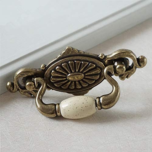 Lbfeel 2.25" Ceramic Knobs Drop Bail Drawer Pulls Antique Bronze Dresser Handles 57 Mm #TOP2