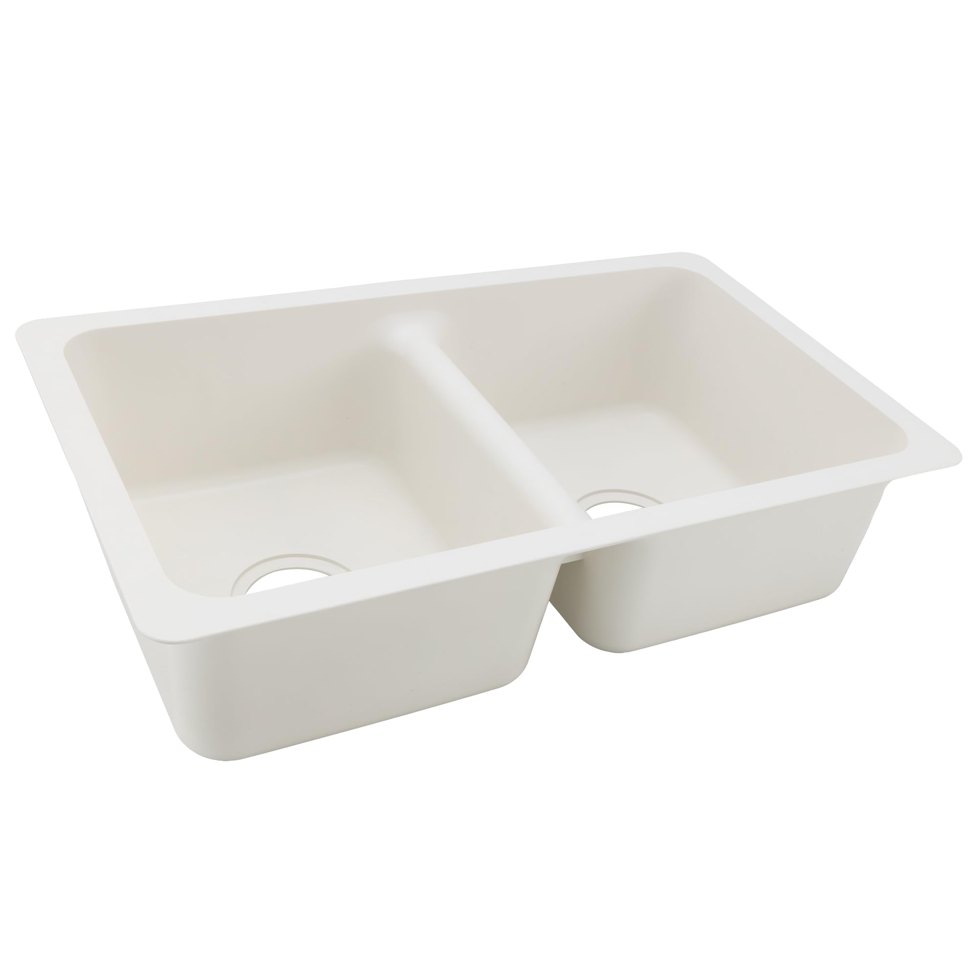RecPro 27" x 16" RV Double Basin Kitchen Sink | Stonecast | White
