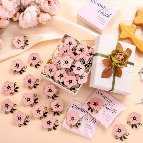 Hoteam Christian Pins for Woman of Faith Pins with Cards Flower Enamel Brooch Gift God Is Within Her She Will Not Fall4