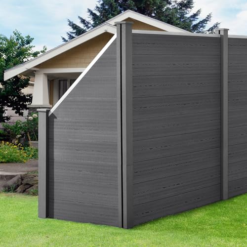 Gartenzaun aus WPC mit abgeschrägtem Zaunelement 183 x 625 cm