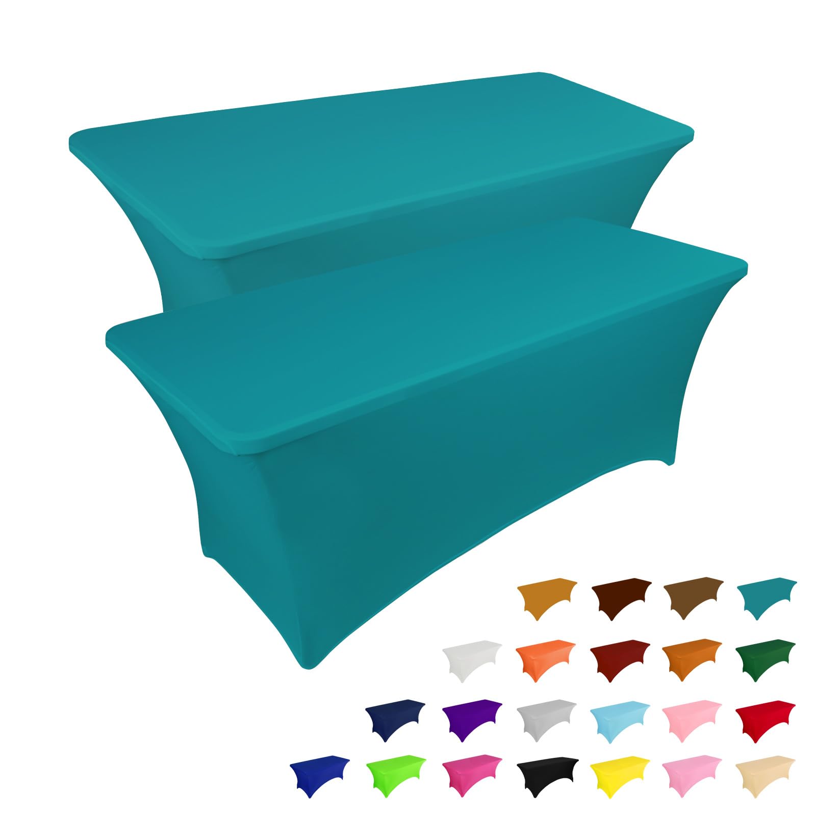 Photo 1 of IVAPUPU 2 Pack 6FT Table Cloth for Rectangular Fitted Events Stretch Lake Blue Table Covers Washable Cover Spandex Tablecloth Protector for Party, Wedding, Cocktail, Banquet, Festival