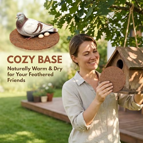 Image of OUNONA Coconut Fiber Bird Nesting Pads 10 Pack Round Pigeon Nest Liner for Egg Laying Breeding Warm Nest Support for Parrot Chicken Bird Cage Accessories 5.90 in