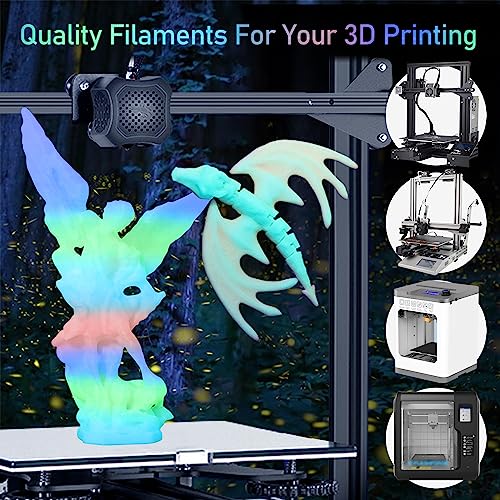 Image of MIKA3D Glow in Dark PLA 3D Printer Filament Bundle, Glowing in Dark Fluorescent Green, Blue, Purple, Rainbow, Each Spool 0.25kg, 4 Spools, Total 1KG Dark Fluorescent PLA Multicolor Packed 250g X 4