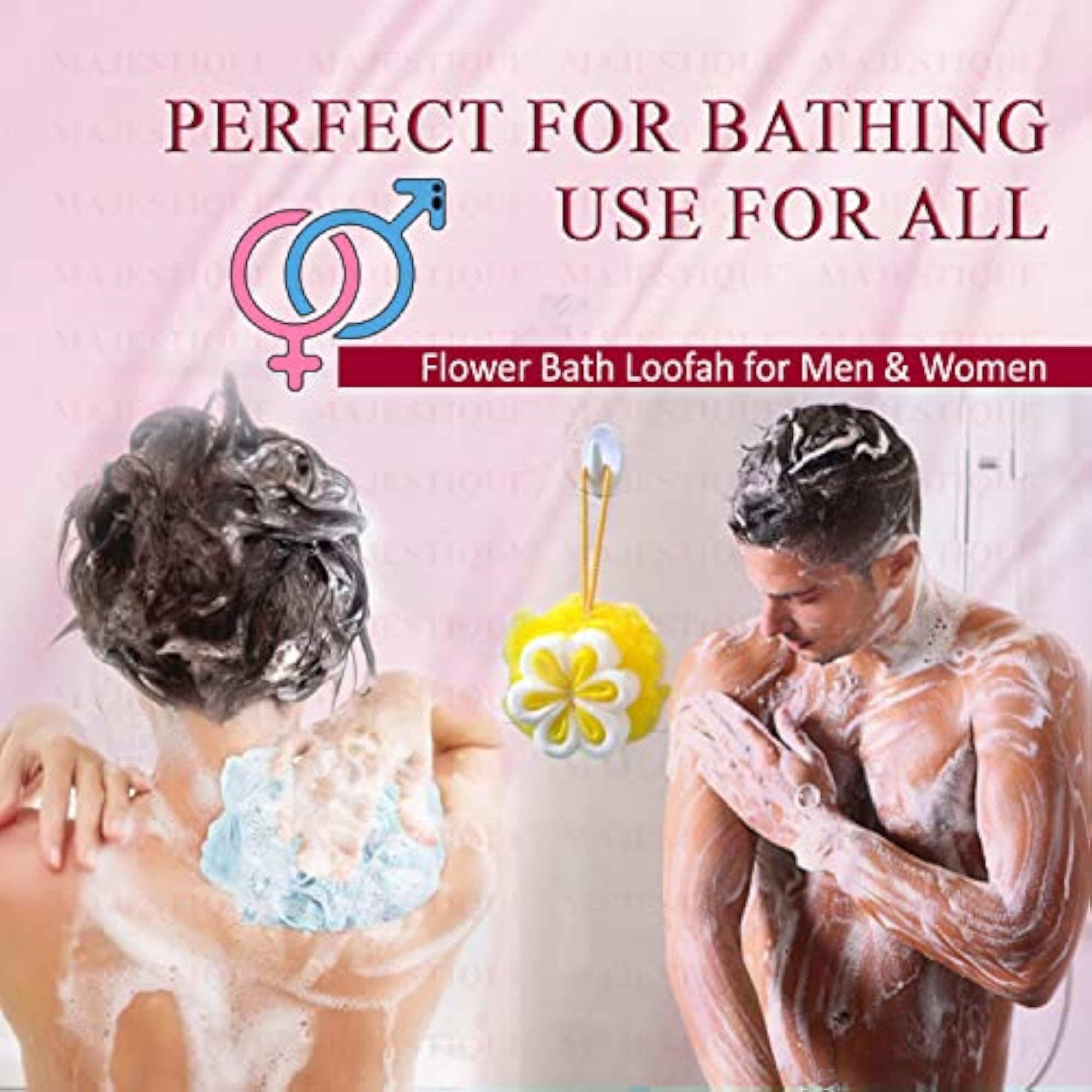Floral Loofah Body Scrubber for Bathing, Soft Exfoliating Sponge