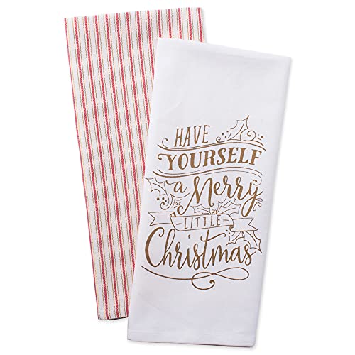 Image of DII Christmas Tea Towels Decorative Kitchen Dish Towel Set, 18x28, Merry Wishes, 2 Piece