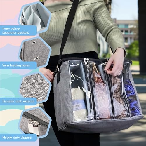Image of BambooMN JubileeYarn Oxford Fabric Yarn Storage Tote Bag - Grey - 1 Bag