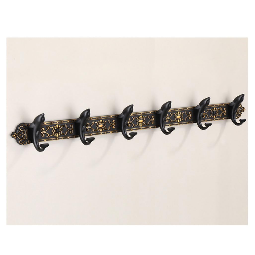 LMYSXAOZ Vintage Metal Coat Rack Wall Mount, Aluminum Thickened Dolphin Shape Hooks Hanging Rail Antique Clothes Towel Racks for Bathroom Entryway Bedroom 6hook