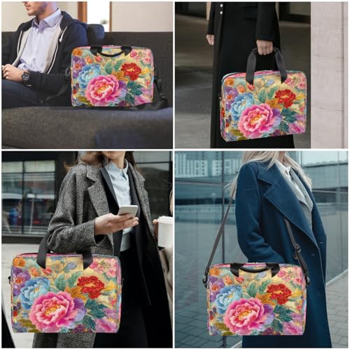 Bolso para laptop con bordado floral 16in miniatura 2