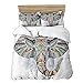 Produktbild GD-SJK Bettwäsche 3 teilig 3D Microfaser Bohemia Bettbezug Boho Betten Set 200x200cm 2*Kissenbezug 50x75cm Elefant Mikrofaser Bettbezug mit Reißverschluss Set (C,200 * 200cm)
