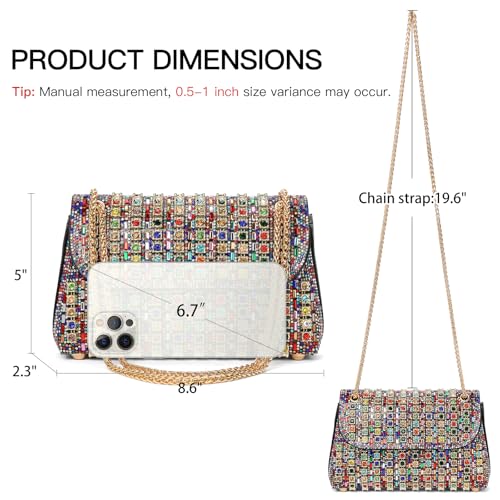 Image of RNIEGA Sparkling Rhinestone Evening Clutch Handbag Purse Ladies Crossbody Shoulder Bag with Metal Chain for Wedding Party