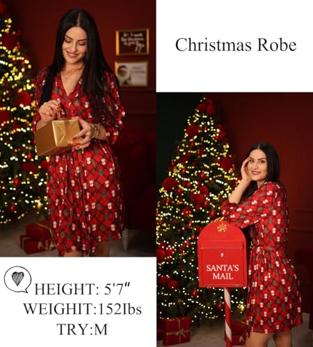 Image of Ekouaer Women's Robes Lightweight 3 /4 Sleeve Short Knit Bathrobe Soft Knee Length Sleepwear Robes with Pockets S-XXL
