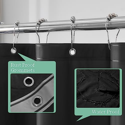 Image of Mrs Awesome Black Shower Curtain Liner with 3 Magnets, 72x72 Premium Flexible Sturdy Plastic Shower Curtain for Bathroom Lightweight & Waterproof, Black