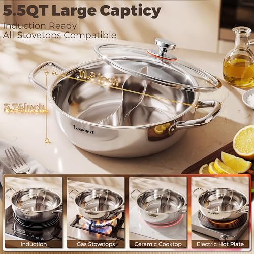 TOPWIT 5.5QT Double-Flavor Pot