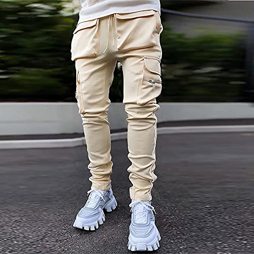 Slim Fit Cargo Pants for Men Multi-Pocket Reflective Straight-Leg Solid Casual Overalls Trousers Stylish Daily Wear2
