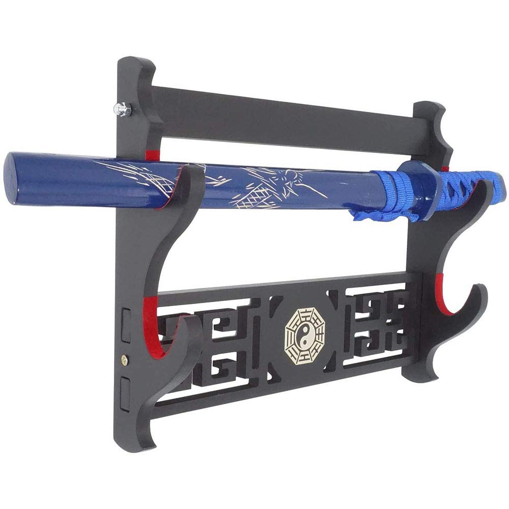 Z-fiber Sword Wall Mount Sword Holder Display Stand Padded Katana Wakizashi Genji and Samurai Swords Gossip Pattern,3 Tier Z-fiber Sword Wall Mount Sword Holder Display Stand Padded Katana Wakizashi Genji and Samurai Swords Gossip Pattern,3 Tier