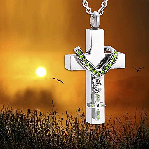 Cremation Cross Necklace for Ashes Stainless Steel Double Cross Urn Pendant Ashes Holder Waterproof Memorial Jewelry Gift3