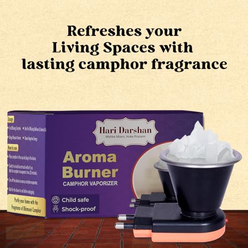 Image of Hari Darshan Electric Aroma Burner with 50g Bhimseni Camphor | Kapoor Dani Camphor Diffuser for Home | Room Freshener | Oil Diffuser | Aromatherapy Vaporizer | Electric Fragrance Diffuser