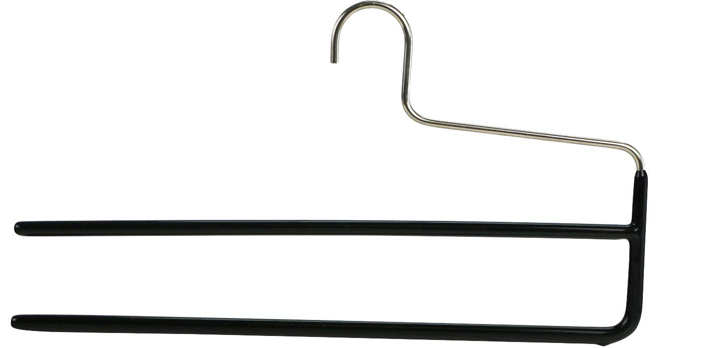 MAWA Kleiderbügel für Hosen, 10 Stück, platzsparende Hosenbügel mit Zwei Stegen, für Jeans, Stoffhosen und Anzughosen, hochwertige Antirutsch-Beschichtung, 35 cm, Schwarz