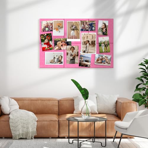 Image of MaxGear Felt Bulletin Board 36 inch x 24 inch, Pink Felt Wall Tiles Push Pins