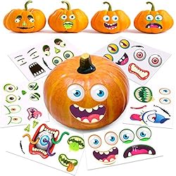 Halloween Pumpkin Decorating Stickers, 12 Large Sheets - Jack-o-Lantern Decoration